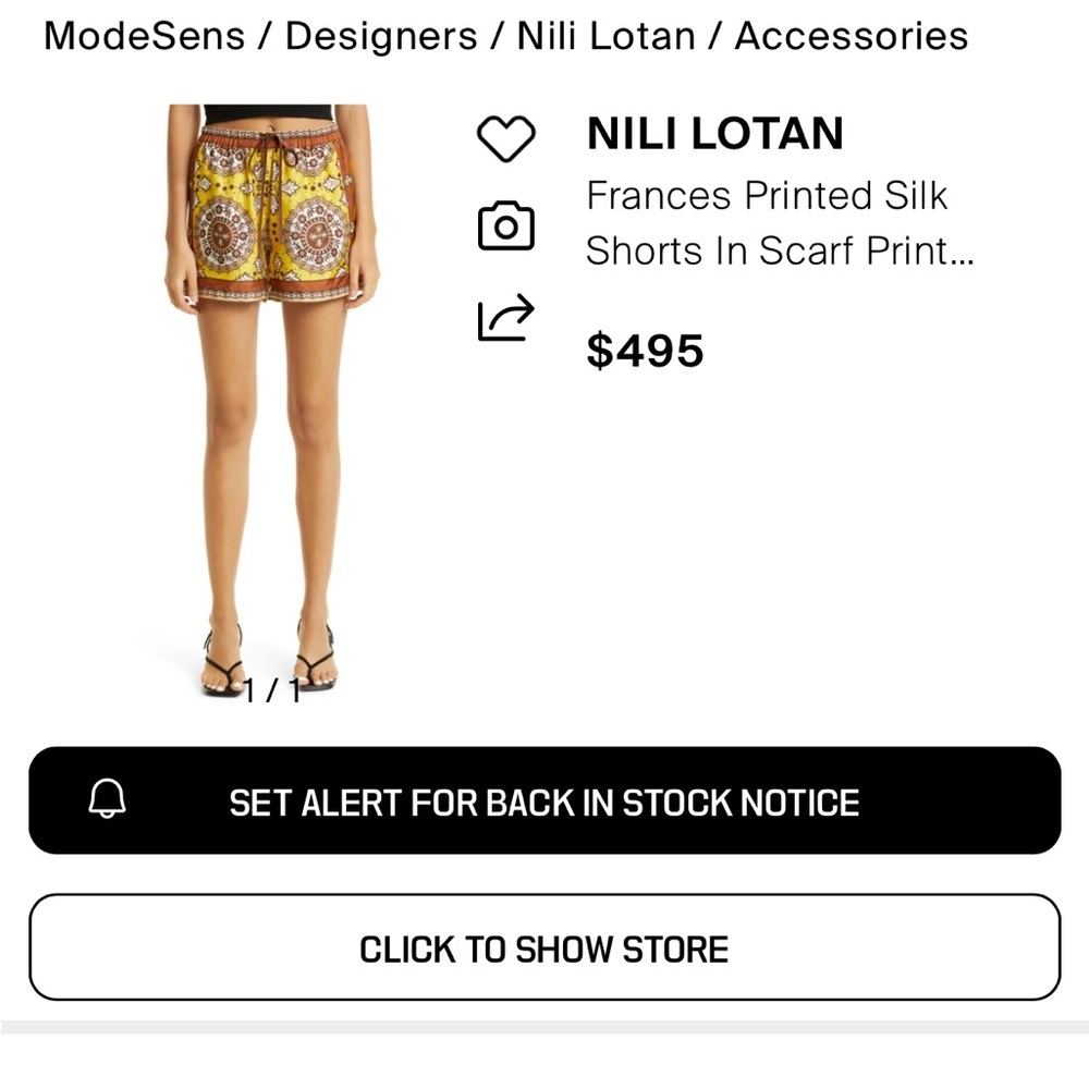 Nili Lotan Frances Printed Silk Shorts - Yellow and Brown